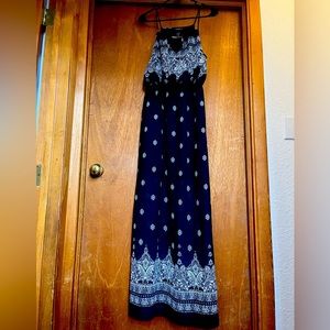 Blue Bandana print dress slit bottom on both sides!